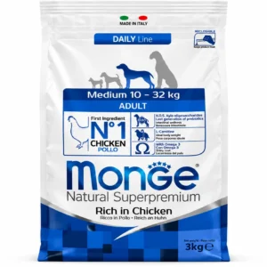 Monge Natural Superpremium Adult Medium 10 a 32 Kg Rich In Chicken 3 Kg