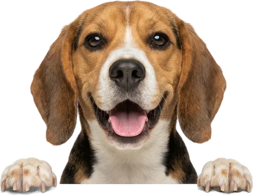 Beagle asomándose sobre la tarjeta
